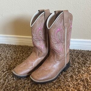 Kids Tan and Pink Western Boots